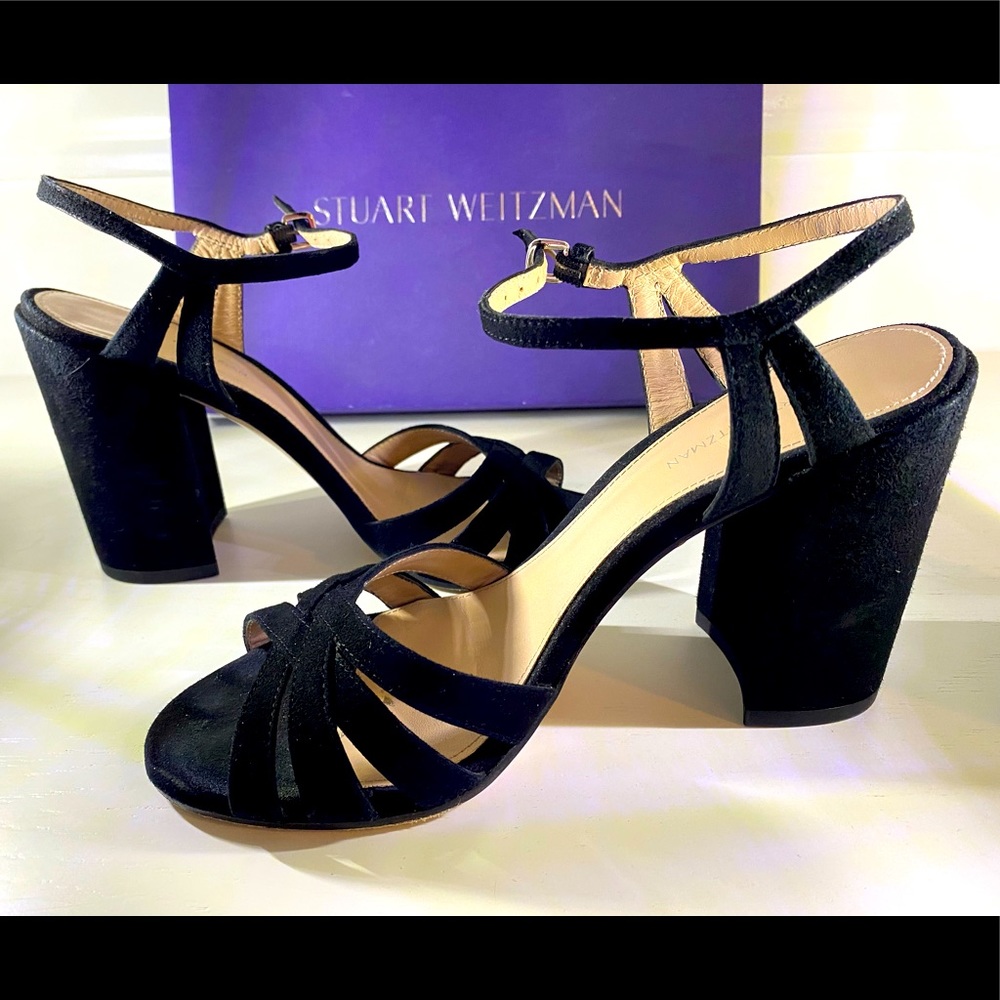 Stuart Weitzman Memoir Block Heel Sandal Suede